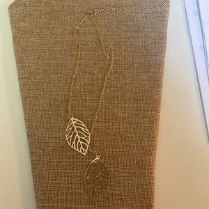 Gold large leaf necklace fashion jewelry